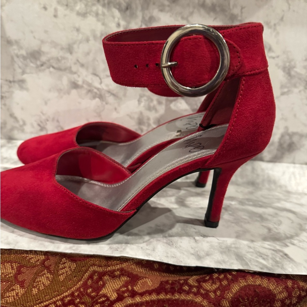 Elegant Red Suede Heels